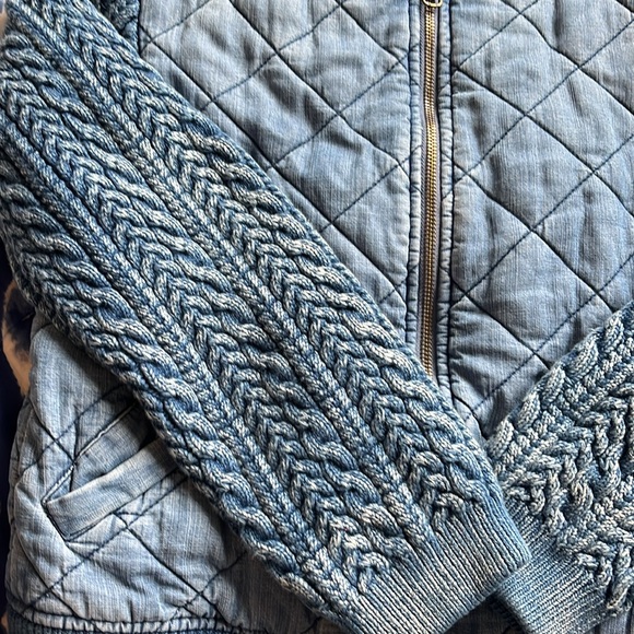 Anthropologie Cloth & Stone Quilted Chambray Bomber Jacket size XS - Picture 6 of 16